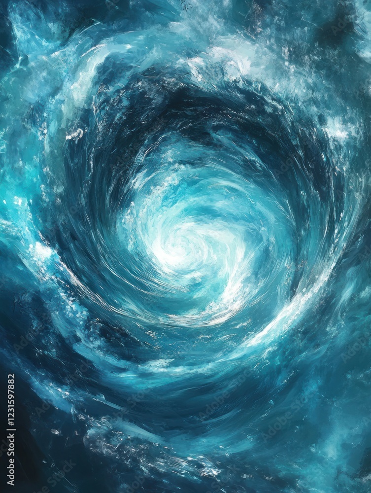 Abstract Vortex of Oceanic Depths: A Whirlwind of Azure Hues Abstract Vortex of Oceanic Depths: A Whirlwind of Azure Hues