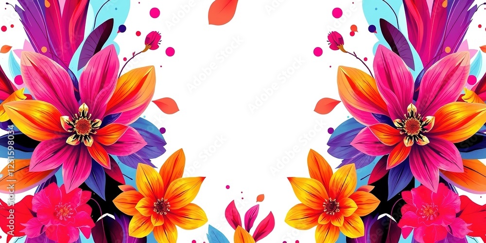 Obraz premium Hand Painted Floral Design with Abstract Elements