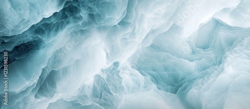 Wallpaper Mural Abstract fluid texture in soft shades of turquoise and white, creating a smooth and airy composition with gentle wave-like patterns. Torontodigital.ca