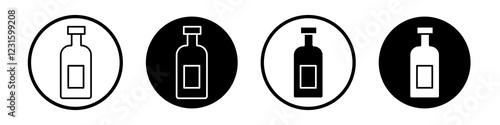 Gin icon collection in black and white filled and outlined style for web.