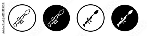 Grenade Launcher icon collection in black and white filled and outlined style for web.