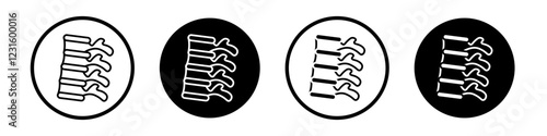 Human spine icon collection in black and white filled and outlined style for web.