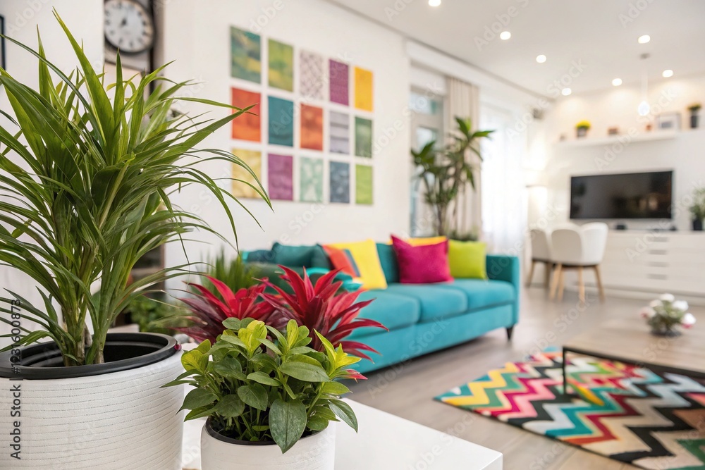 Naklejka premium Modern Living Room Interior Design - Blurred Ambiance