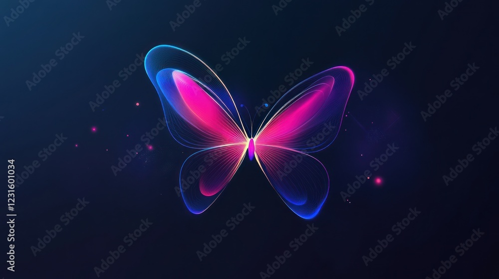 Fototapeta premium Glowing butterfly, dark background, digital art, website design