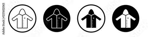 Nylon jacket icon collection in black and white filled and outlined style for web.