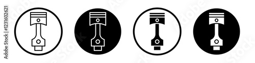 Piston icon collection in black and white filled and outlined style for web.