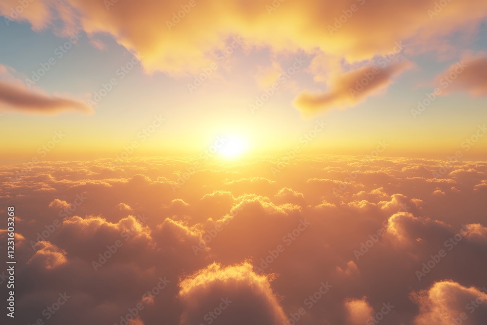 A breathtaking view of a sunset above the clouds, showcasing vibrant colors and a tranquil atmosphere. A breathtaking view of a sunset above the clouds, showcasing vibrant colors and a tranquil atmosphere.