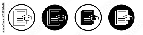 Thesis icon collection in black and white filled and outlined style for web.