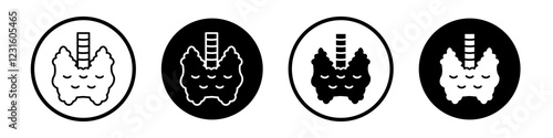 Thyroid gland icon collection in black and white filled and outlined style for web.