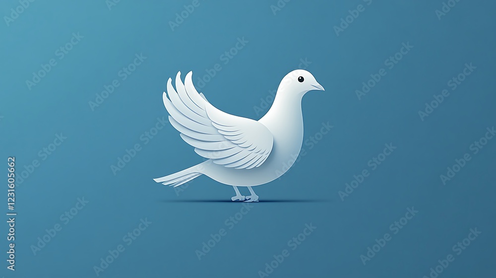 Minimalistic logo of a white dove perched with a soft blue background Minimalistic logo of a white dove perched with a soft blue background