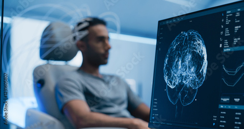 Картината върху платно Medical Brain Scan on Computer Screen
