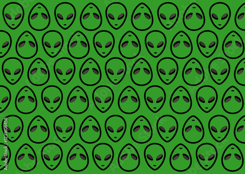 green alien face pattern