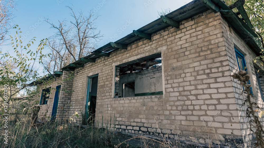 abandoned destroyed houses in the city during the war in Russia Kursk region abandoned destroyed houses in the city during the war in Russia Kursk region