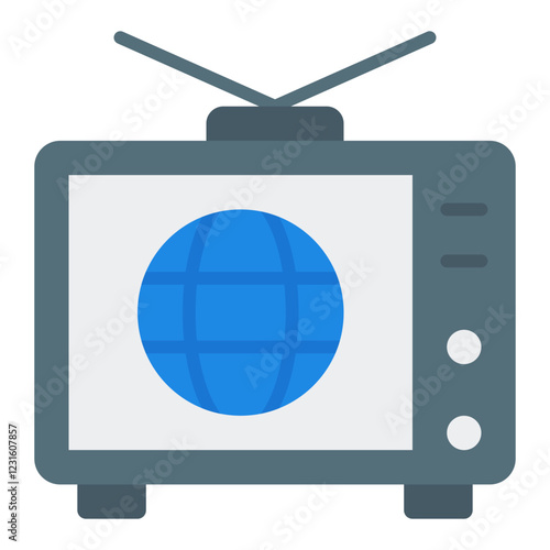 News TV flat icon