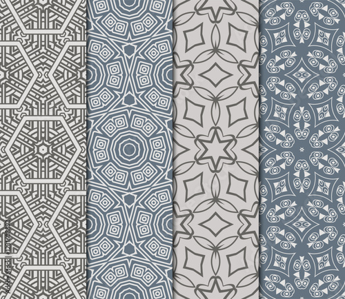 set of Seamless texture of floral ornament. Vector illustration. For the interior design, printing, web and textile