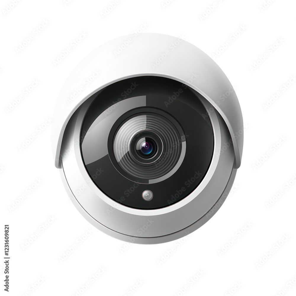 This security camera features a sleek design for monitoring spaces, isolated on a transparent background, png, alpha This security camera features a sleek design for monitoring spaces, isolated on a transparent background, png, alpha