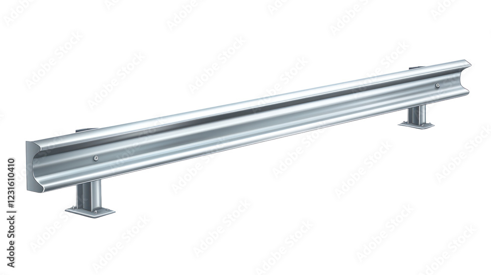 Metal guardrail provides safety and protection along roadways, isolated on a transparent background, png, alpha Metal guardrail provides safety and protection along roadways, isolated on a transparent background, png, alpha