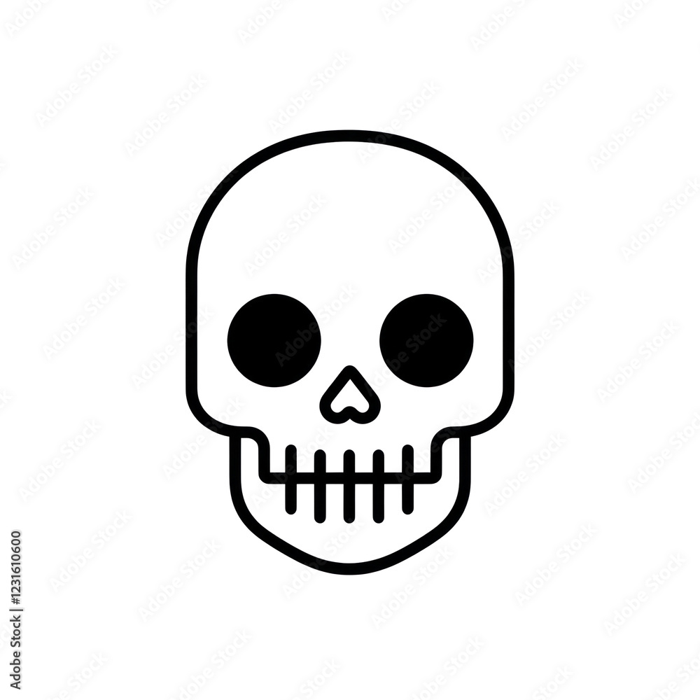 Black outlined skull with round eyes, simple graphic design, isolated on a transparent background, png, alpha Black outlined skull with round eyes, simple graphic design, isolated on a transparent background, png, alpha