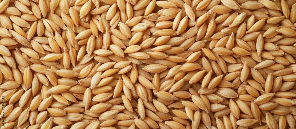 Close-up of fresh soft wheat grains featuring golden-brown tones with detailed texture and ample negative space for creative presentation. Close-up of fresh soft wheat grains featuring golden-brown tones with detailed texture and ample negative space for creative presentation.