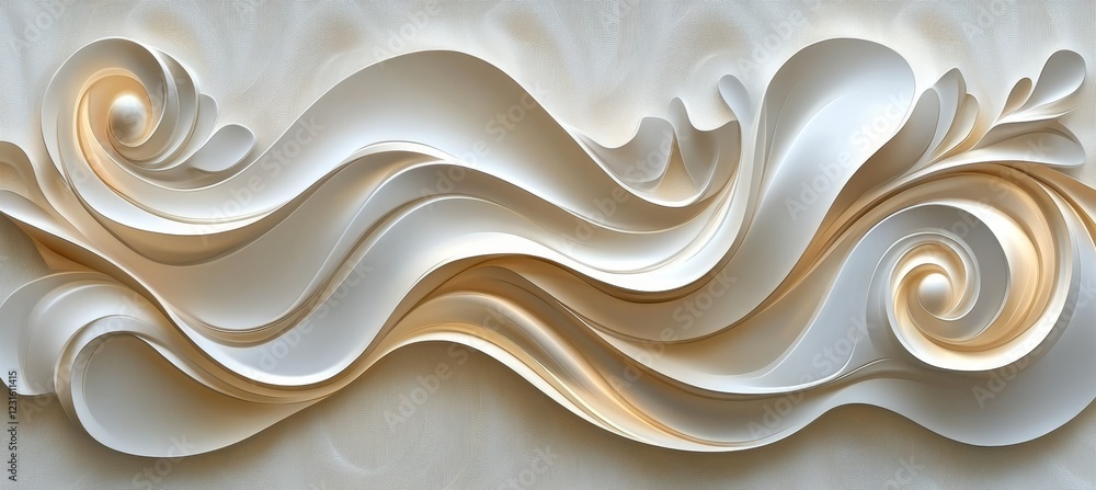 Fototapeta premium Seamless Pastel Design, 3D Low Profile, Light Wave Pattern Background, Monochromatic Colors