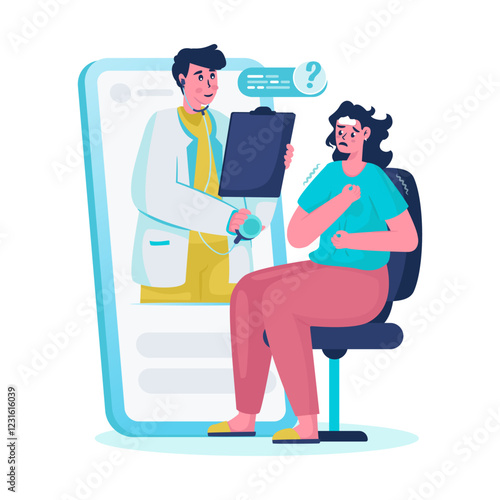 Disease diagnosis with online doctor telemedicine concept vector illustration