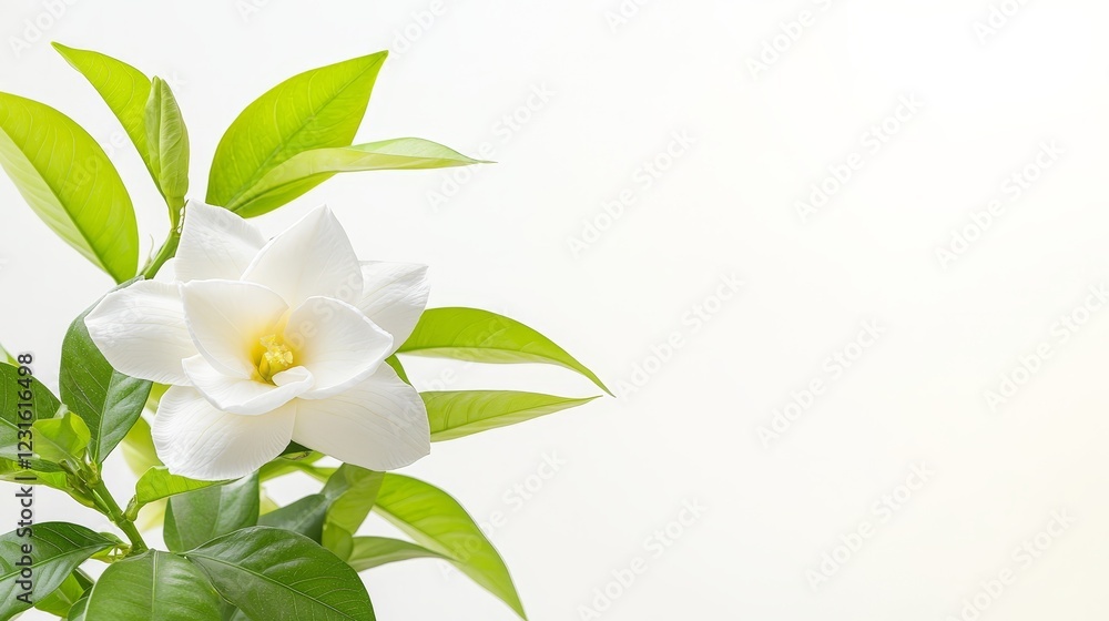 Obraz premium Stunning white flower in bloom, a closeup of nature's delicate beauty on pristine white backdrop