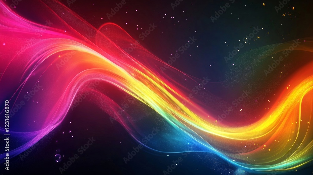 This vibrant abstract image features colorful waves with glowing effects against a dark background, ideal for creative projects and modern designs. This vibrant abstract image features colorful waves with glowing effects against a dark background, ideal for creative projects and modern designs.