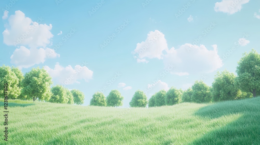 illustration of Summer fields landscape with a dawn,Rainbow, green grass hills, bright color blue sky, country background,banner resting vacation. illustration of Summer fields landscape with a dawn,Rainbow, green grass hills, bright color blue sky, country background,banner resting vacation.