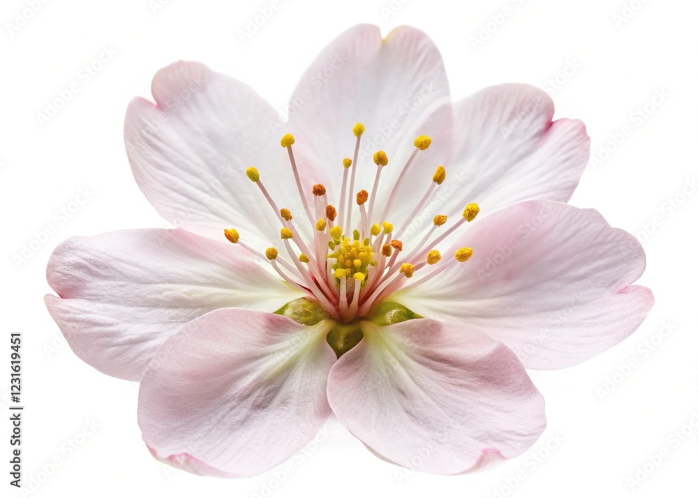 Close-Up of Delicate Sakura Flower Isolated on White Close-Up of Delicate Sakura Flower Isolated on White
