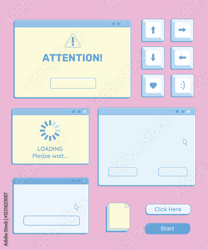 Retro vaporwave vector set stock illustration