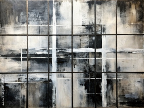 Mesmerizing Abstract Canvas Art with Grid Lines photo