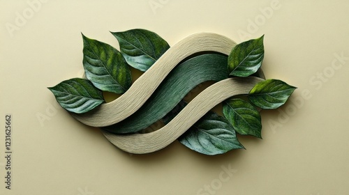 Unique logo design of green leaves intertwined with technology symbols to symbolize eco-friendly solutions