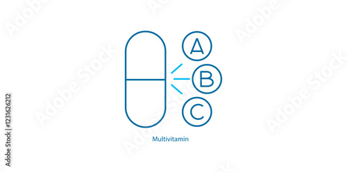 Multivitamin: Vector Icon for All-in-One Nutritional Support