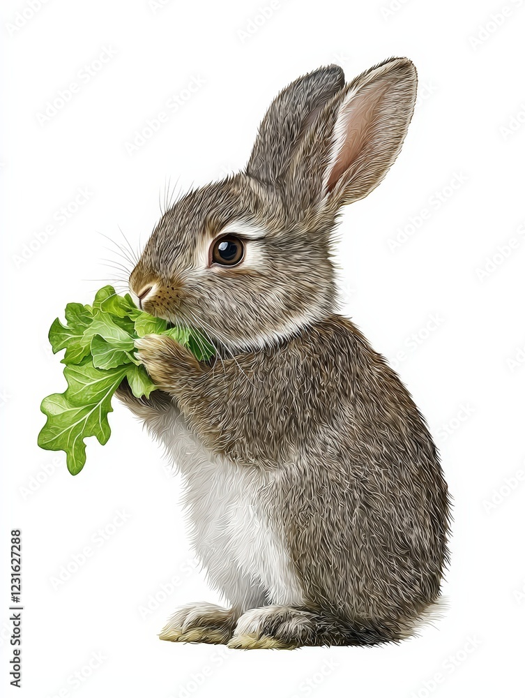 A cute rabbit nibbling on fresh greens, showcasing its soft fur and adorable features, perfect for nature lovers and animal enthusiasts. A cute rabbit nibbling on fresh greens, showcasing its soft fur and adorable features, perfect for nature lovers and animal enthusiasts.