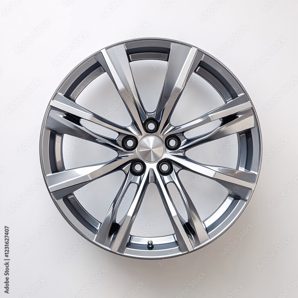 Artistic Overhead View of Polished Aluminum Alloy Wheel Rim Artistic Overhead View of Polished Aluminum Alloy Wheel Rim