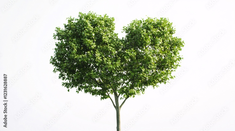Elegant Portrayal of a Vibrant Green Tree with Heart Shape Elegant Portrayal of a Vibrant Green Tree with Heart Shape
