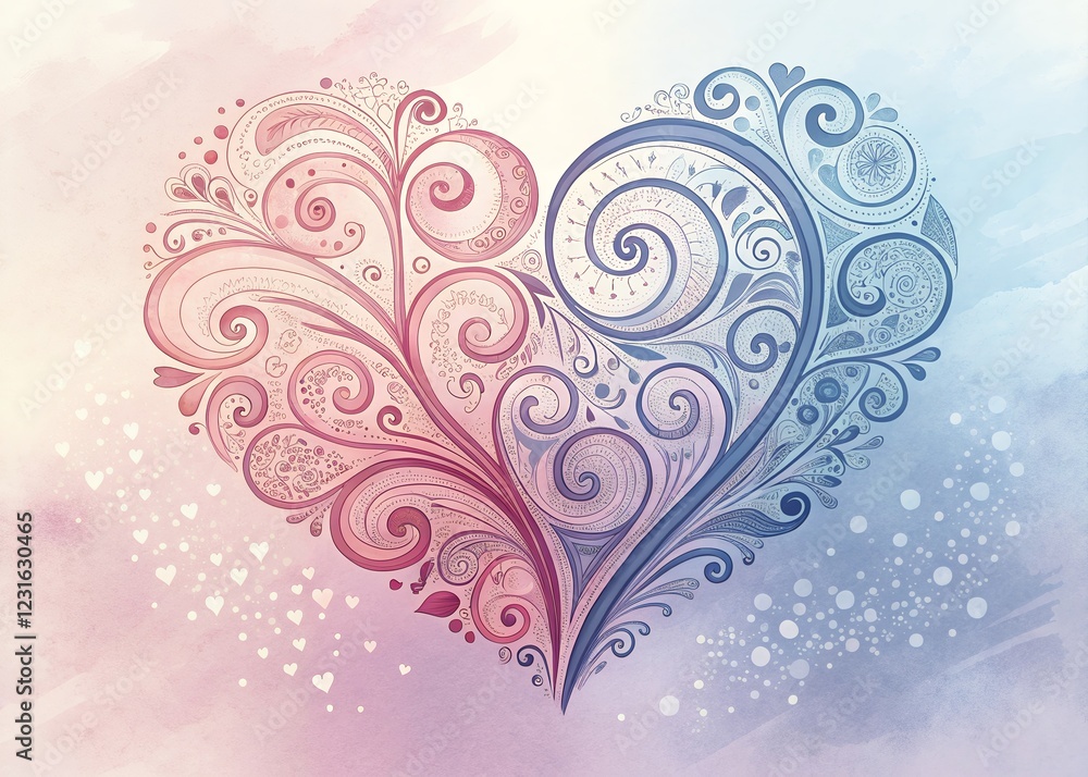 heart with ornament Valentine's Day flower arrangement in shape of a heart on pastel Love background heart with ornament Valentine's Day flower arrangement in shape of a heart on pastel Love background