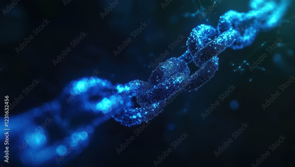 Glowing digital chain, network background, security concept Glowing digital chain, network background, security concept