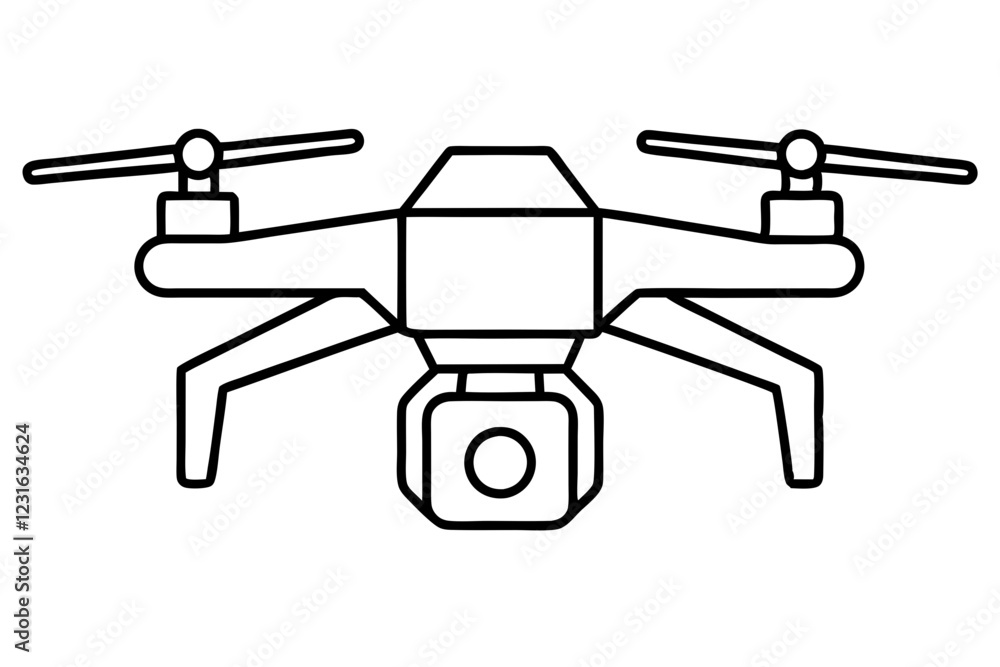Drone line art vector, drone camera icon outline drawing vector illustration Drone line art vector, drone camera icon outline drawing vector illustration