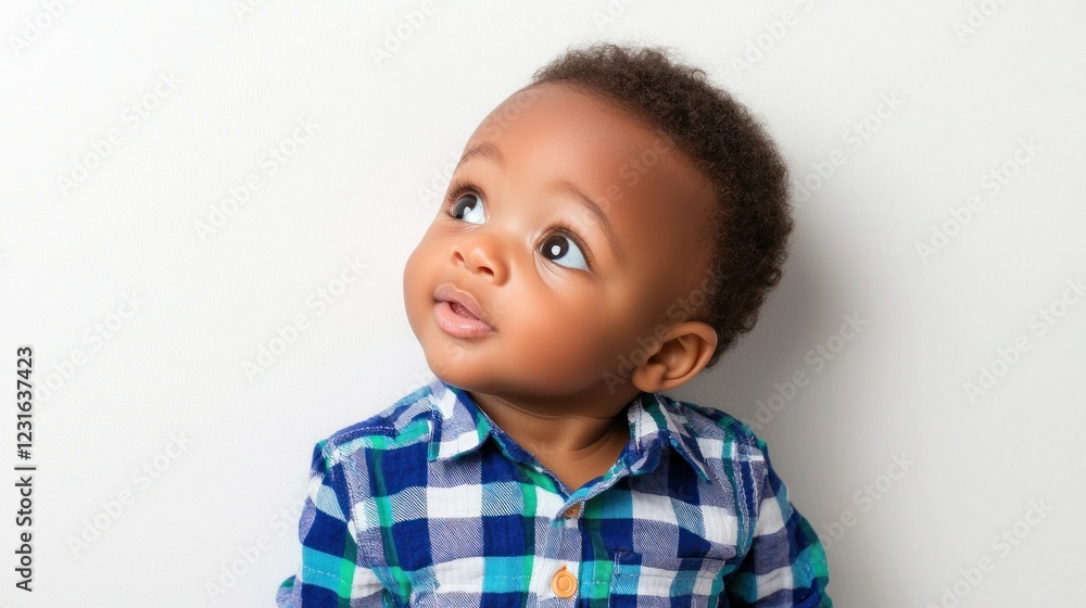 Portrait of a Cute African American Toddler Boy Looking Up Portrait of a Cute African American Toddler Boy Looking Up