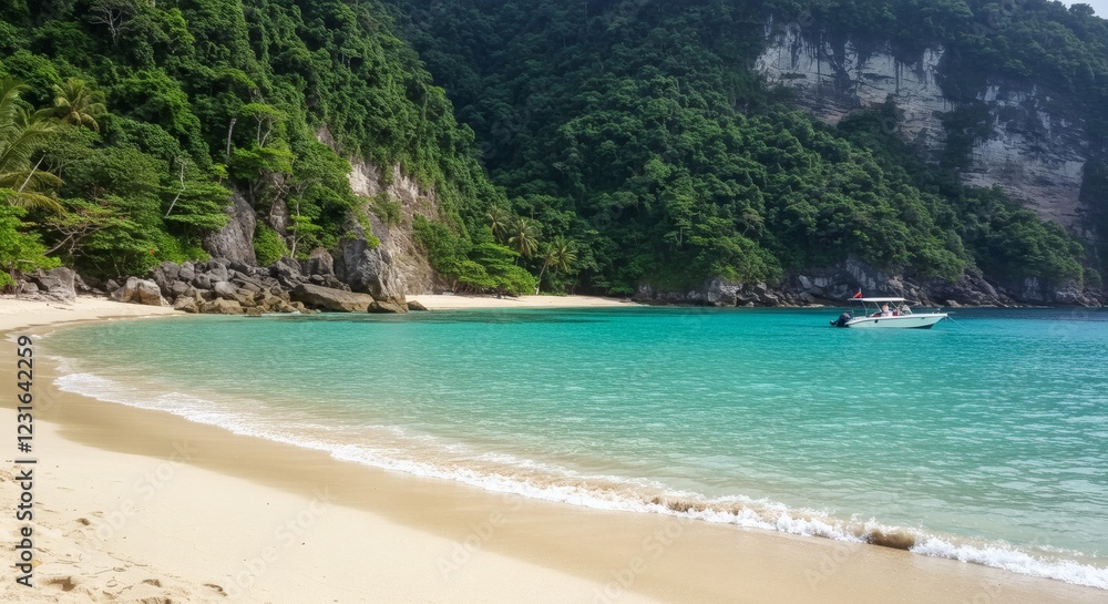 Secluded Tropical Beach Scene with Turquoise Waters Secluded Tropical Beach Scene with Turquoise Waters