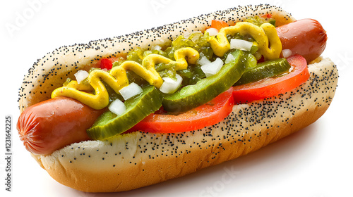 Wallpaper Mural Chicago Style Hot Dog with Fresh Toppings and Poppy Seed Bun Torontodigital.ca