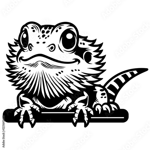 Bearded Dragon | Wild Animal | Lizard | Dragon Life | Small Reptile | Cute Bearded Dragon | Wildlife | Dessert Animal | Original Illustration | Vector and Clipart | Cutfile and Stencil