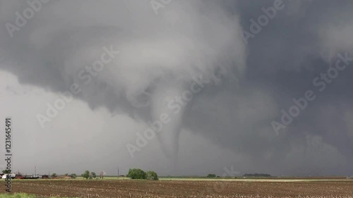 A video of a tornado in an area far from residential homes