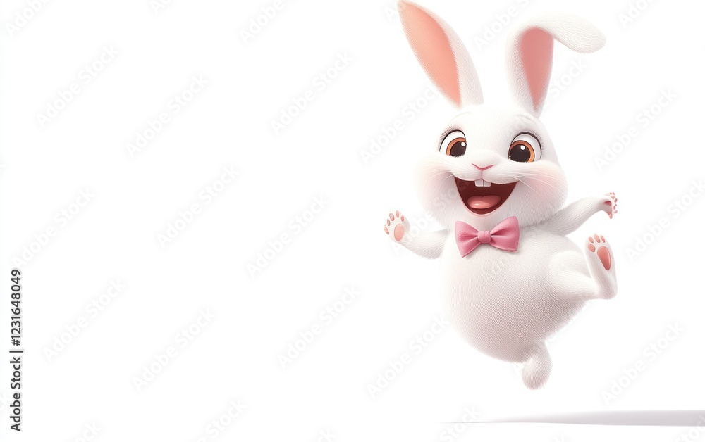 Happy bunny leaping, white background, Easter (1) Happy bunny leaping, white background, Easter (1)