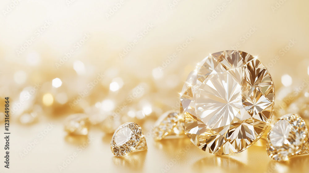 Diamond Dreams: Sparkling diamonds gleam in a bed of golden light, their facets catching the radiance and casting shimmering reflections, creating a captivating image of luxury and timeless beauty. Diamond Dreams: Sparkling diamonds gleam in a bed of golden light, their facets catching the radiance and casting shimmering reflections, creating a captivating image of luxury and timeless beauty.