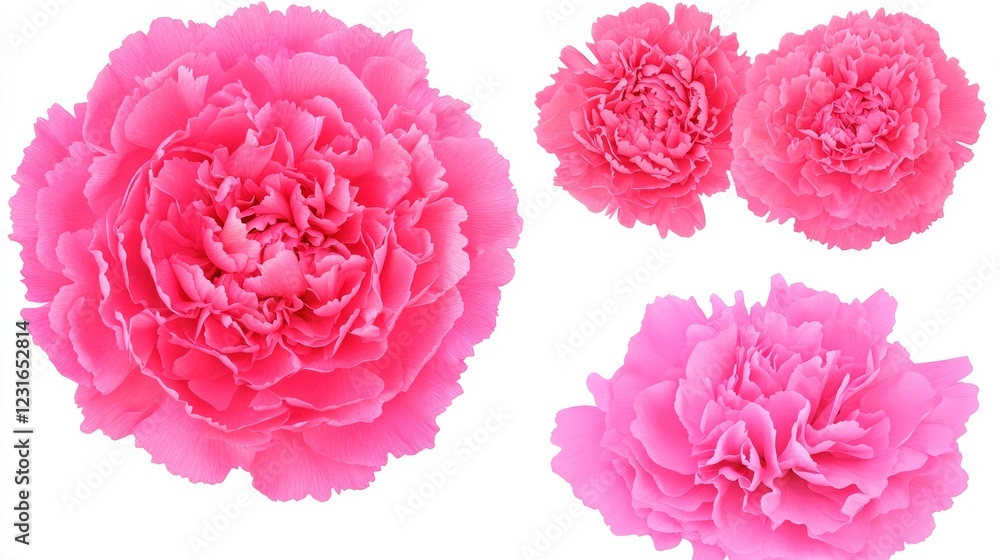 Pink Carnation Floral Composition Three Blooms, Close-up, White Background, Petals, Flower, Pink Flowers Carnation, Bloom Pink Carnation Floral Composition Three Blooms, Close-up, White Background, Petals, Flower, Pink Flowers Carnation, Bloom