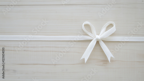 White Ribbon Bow on Wood: A...