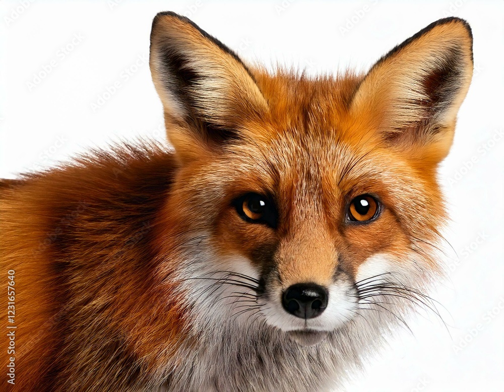 Red Fox, Vulpes vulpes, 4 years old, in front of white background Red Fox, Vulpes vulpes, 4 years old, in front of white background