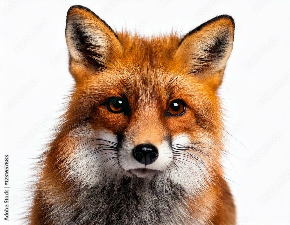 Red Fox, Vulpes vulpes, 4 years old, in front of white background Red Fox, Vulpes vulpes, 4 years old, in front of white background